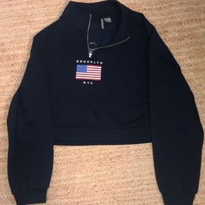 NEW H&M quarter zip up cropped hoodie